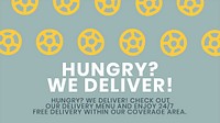 Food delivery doodle template psd cute pasta graphic advertisement