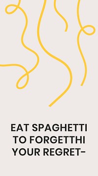 Cute pasta doodle template psd with food quote social media story