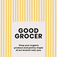 Good grocer food template psd with cute pasta doodle social media post