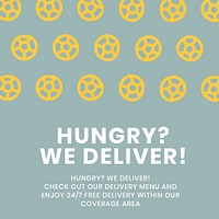 Food delivery doodle template psd cute pasta graphic advertisement