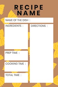 Doodle food recipe template psd in pasta food pattern