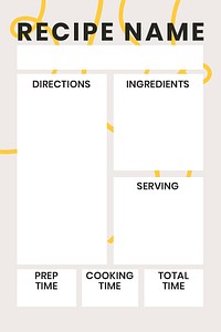 Doodle food recipe template psd in pasta food pattern