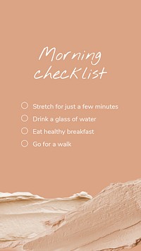 Morning checklist template, aesthetic cream texture psd