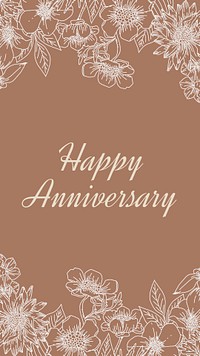 Happy anniversary Instagram story template, aesthetic floral psd