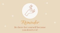 Reminder Facebook cover template, cute self love design psd