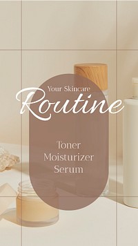 Skincare routine Facebook story template, beige design psd