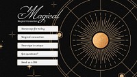 Aesthetic horoscope Facebook cover template, black and gold celestial design psd