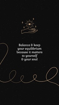 Star & celestial Instagram story template, editable quote, black and gold design psd