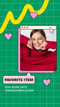 Fashion Facebook story template, retro Memphis style psd