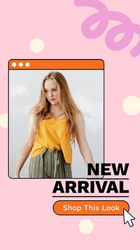 New arrival Facebook story template, aesthetic fashion advertisement design psd