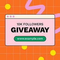 Giveaway Instagram ad template for online fashion shop, retro Memphis style psd