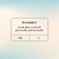 Reminder Instagram post template, cute self love design psd