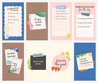 Checklist Instagram story templates, healthy lifestyle design set psd