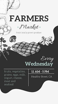 Farmers market Facebook story template, aesthetic editable food design psd