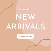 New arrivals Instagram post template, shopping advertisement vector