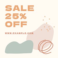 Cute sale template, abstract memphis, social media ad psd