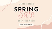 Spring sale template, seasonal ad banner psd