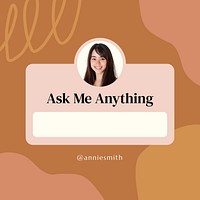 Ask me anything template, social media post in earth tone vector