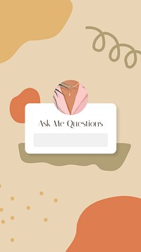 Ask me questions template, social media story in earth tone psd