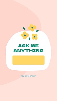 Ask me anything template, social media story in floral design vector