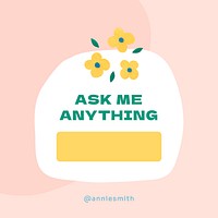 Ask me anything template, social media post in floral design vector