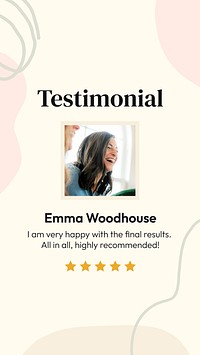 Aesthetic Instagram story template, testimonial ad vector