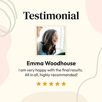 Aesthetic Instagram post template, testimonial ad vector