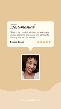 Minimal testimonial template, Instagram story ad psd