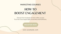 Aesthetic marketing course template, ad banner psd