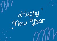 New year greeting template, blue memphis design vector