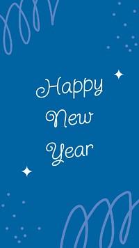 New year greeting template, blue memphis design psd