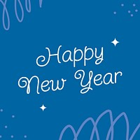 New year greeting template, blue memphis design vector