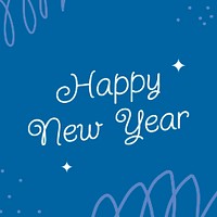 New year greeting template, blue memphis design psd