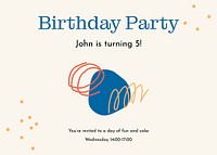 Birthday party invitation template, cute memphis design vector