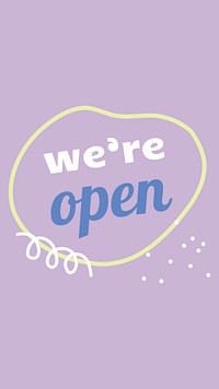 We're open template, Instagram story in cute design psd