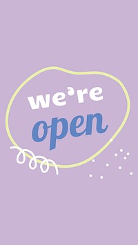 We're open template, Instagram story in cute design vector