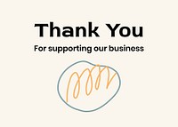 Thank you business template, cute doodle design psd