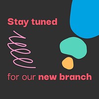 Stay tuned business template, memphis doodle design vector