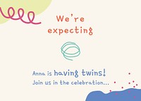 Cute doodle invitation template, celebration event blog banner psd