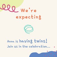 Cute doodle invitation template, celebration event Instagram post vector