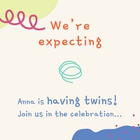 Cute doodle invitation template, celebration event Instagram post psd