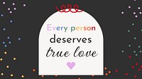 LGBT love quote banner template, colorful polka dot design psd