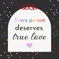 LGBT love quote post template, colorful polka dot design psd