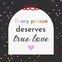 LGBT love quote post template, colorful polka dot design vector