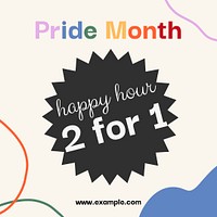 Pride month promotional template, business marketing ad psd