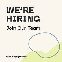 We're hiring template, job recruitment, minimal design vector