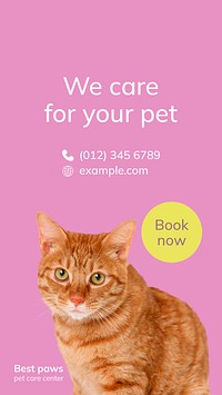 Pet care Facebook story template for social media advertisement vector