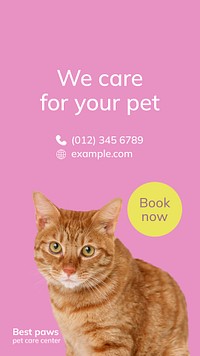 Pet care Instagram post template for social media advertisement psd