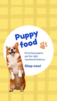 Puppy food Instagram post template for social media advertisement vector