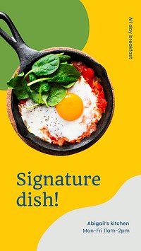 Recommended menu Facebook story template, aesthetic food design vector